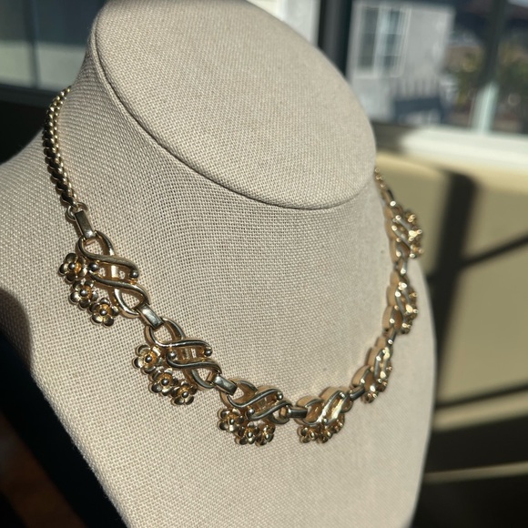 Signed Lustern Gold Tone Plated Silver Necklace - Picture 2 of 5